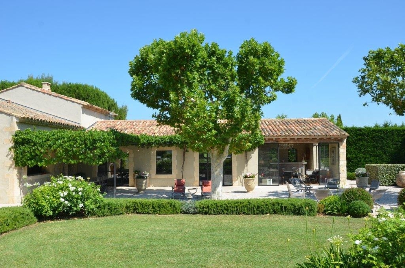 Exterior of property with trees at Mas Laurent in Provence