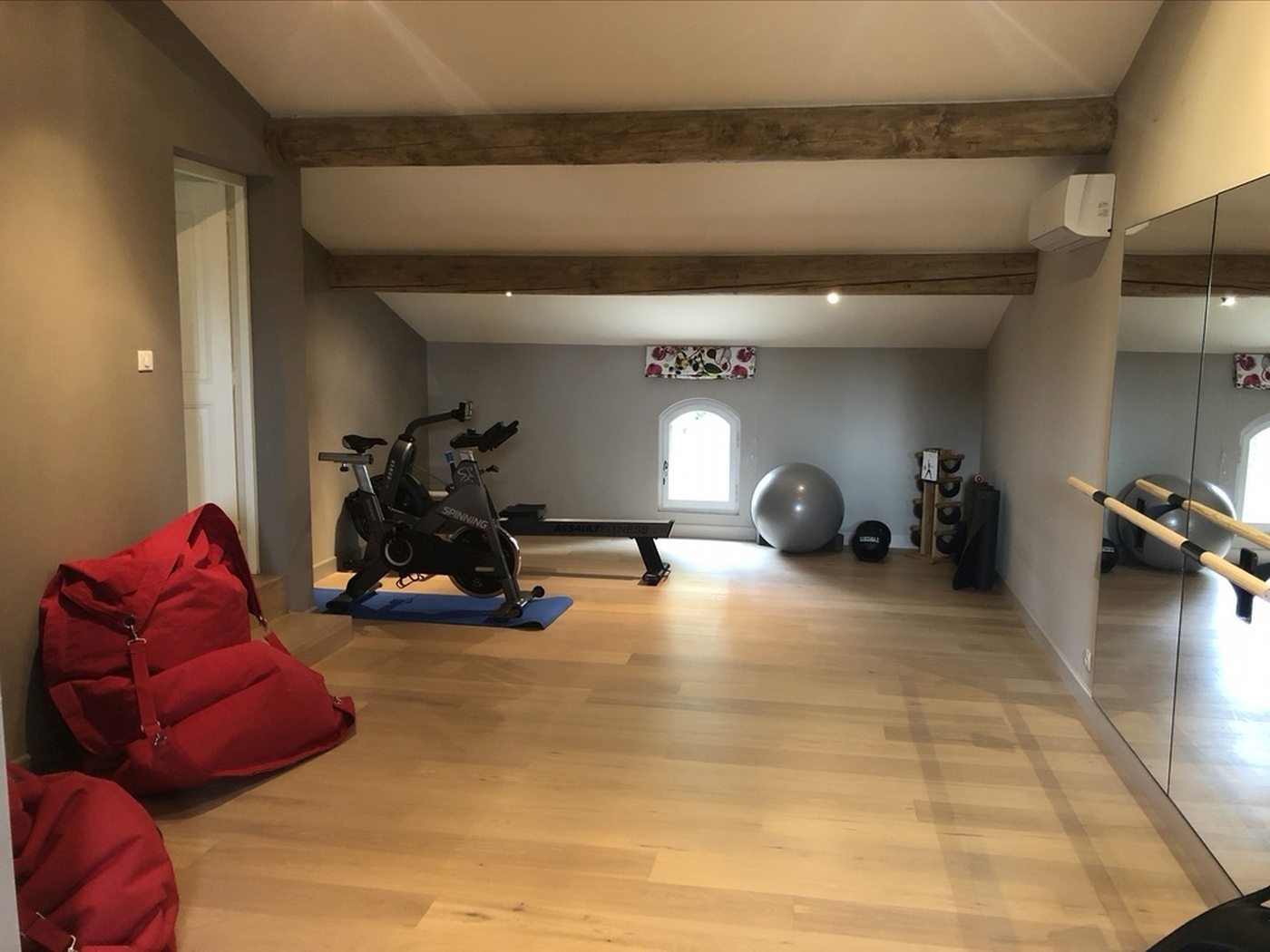 fitness studio with mirror at Mas Laurent in Provence