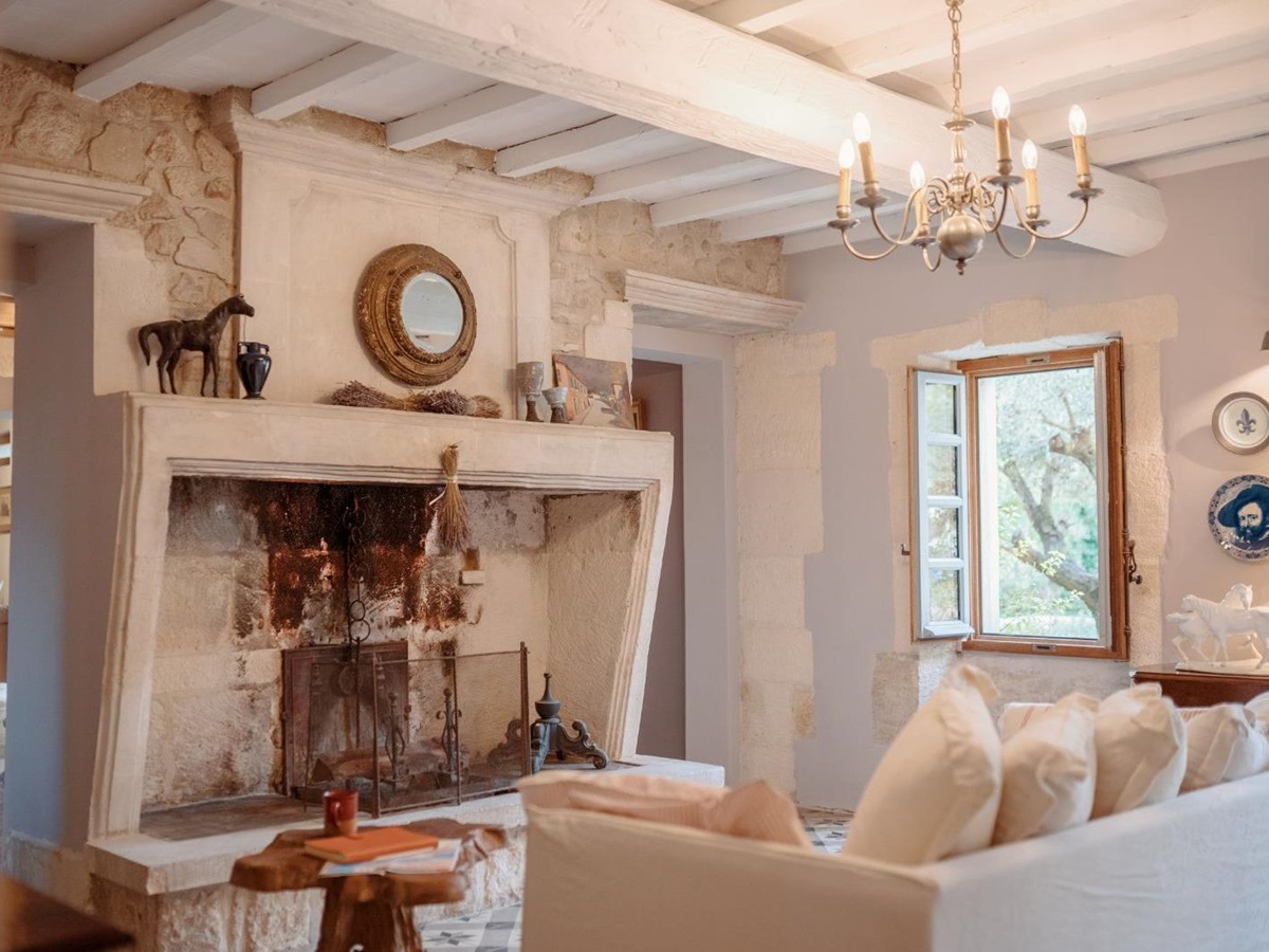 Fireplace at Mas Lila in Provence
