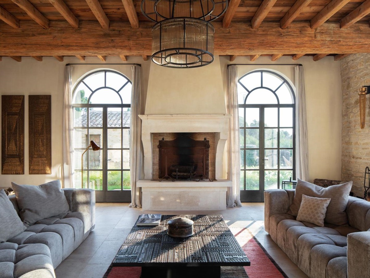 Fireplace at Villa Athena in Provence
