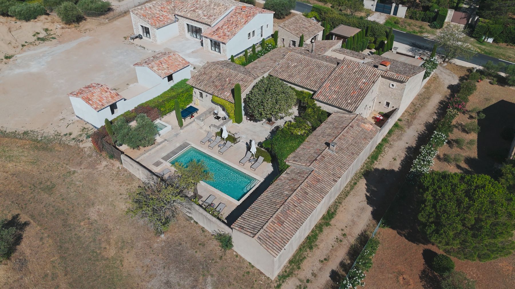 Aerial shot of Villa Elise in Provence, France