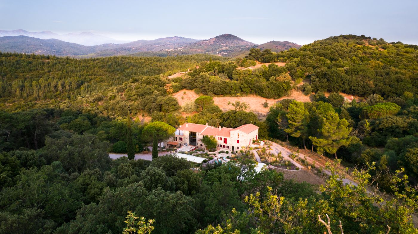 Drone Shot of Castelnou in South West France