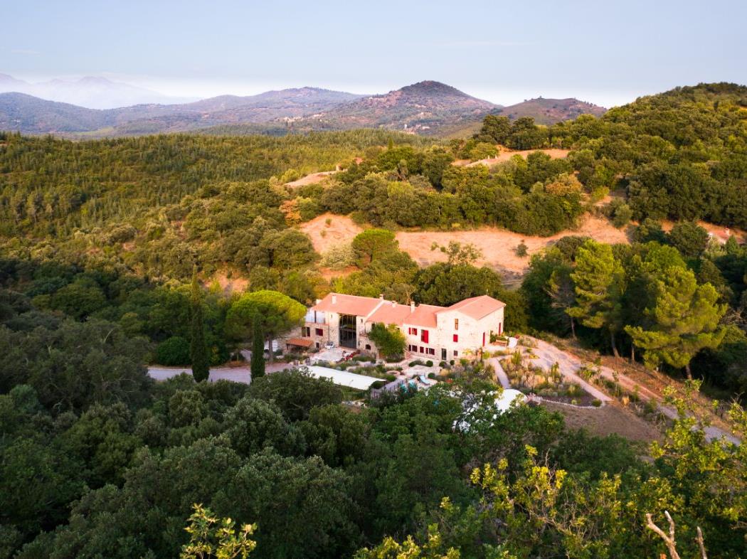 Drone Shot of Castelnou in South West France