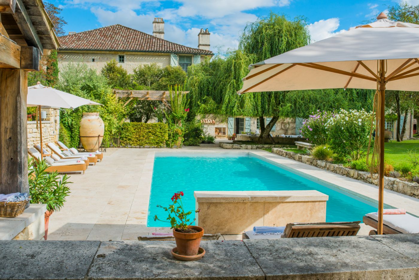 Swimming Pool at Domaine Alauzie in South West France 