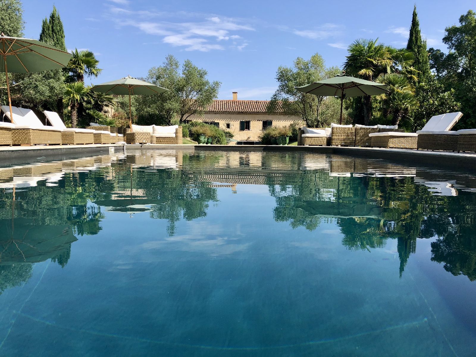 Pool and villa at Domaine de la Hille in France
