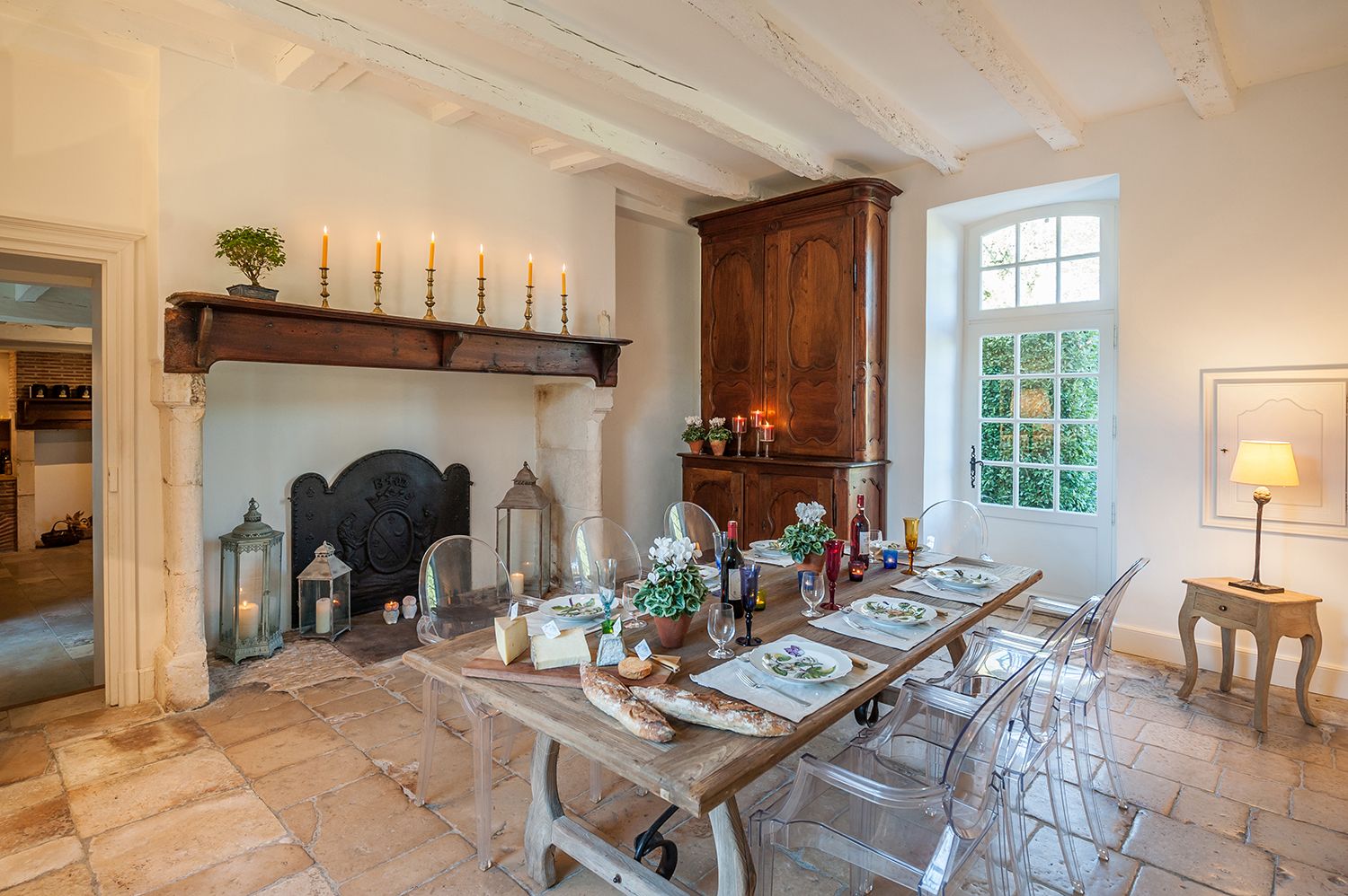 the dining table at the villa