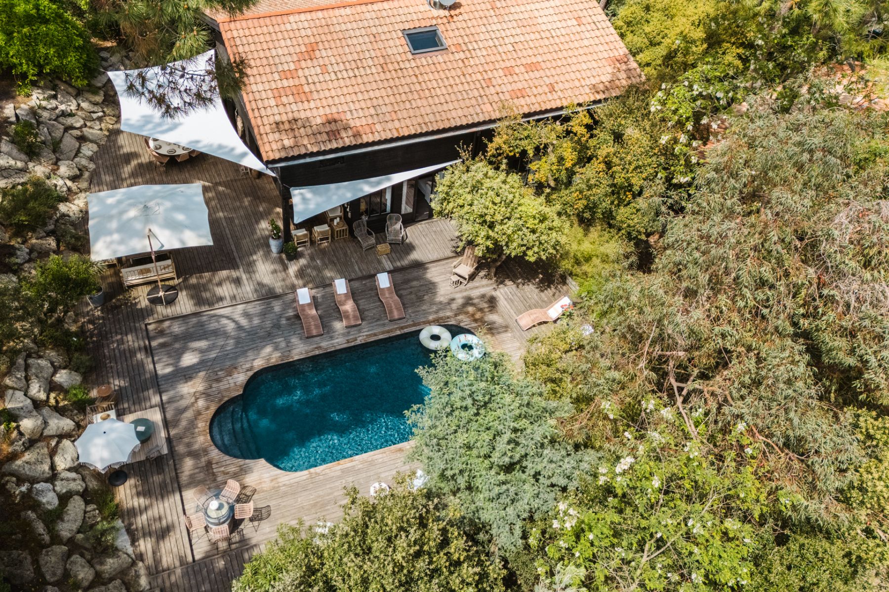 Aerial view of Villa de L'Herbe in South West France