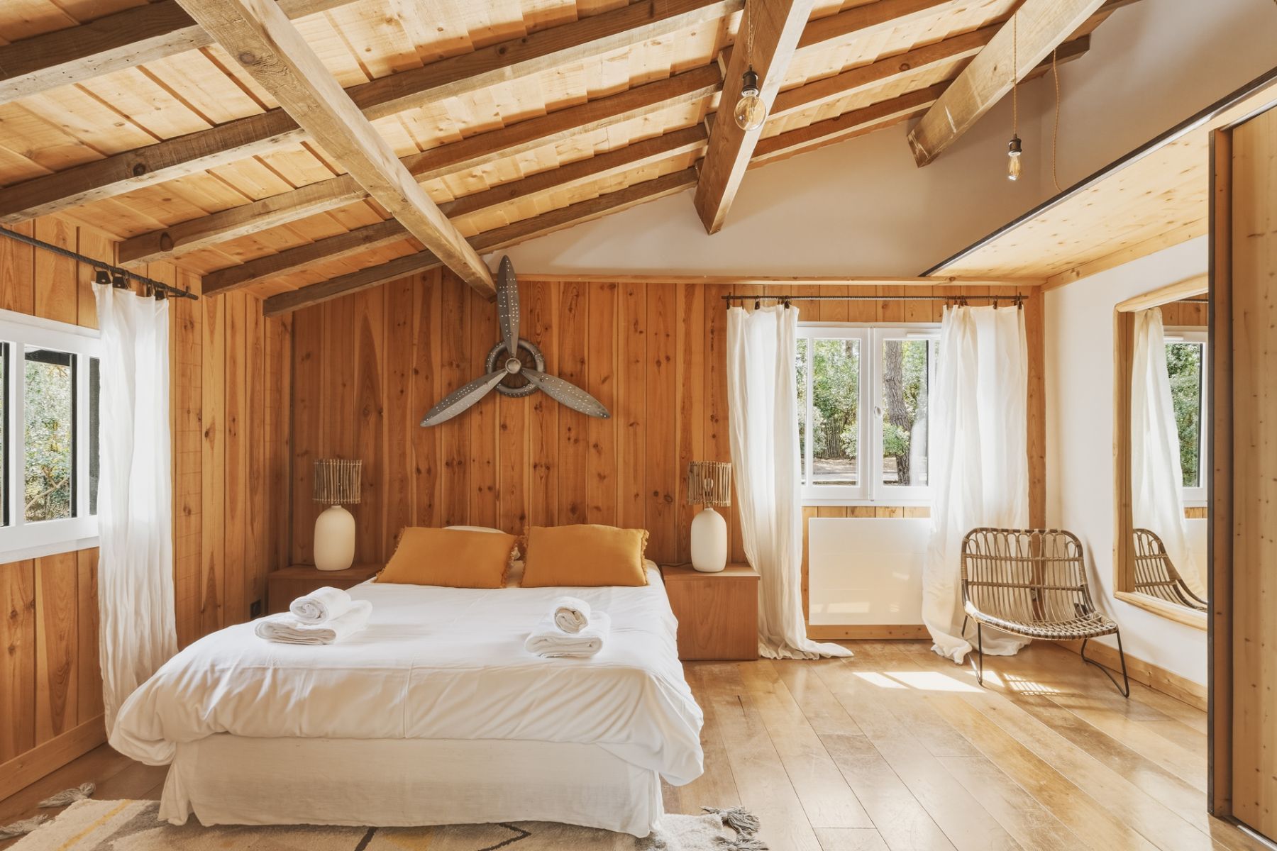 Orange bedroom at Villa de L'Herbe in South West France