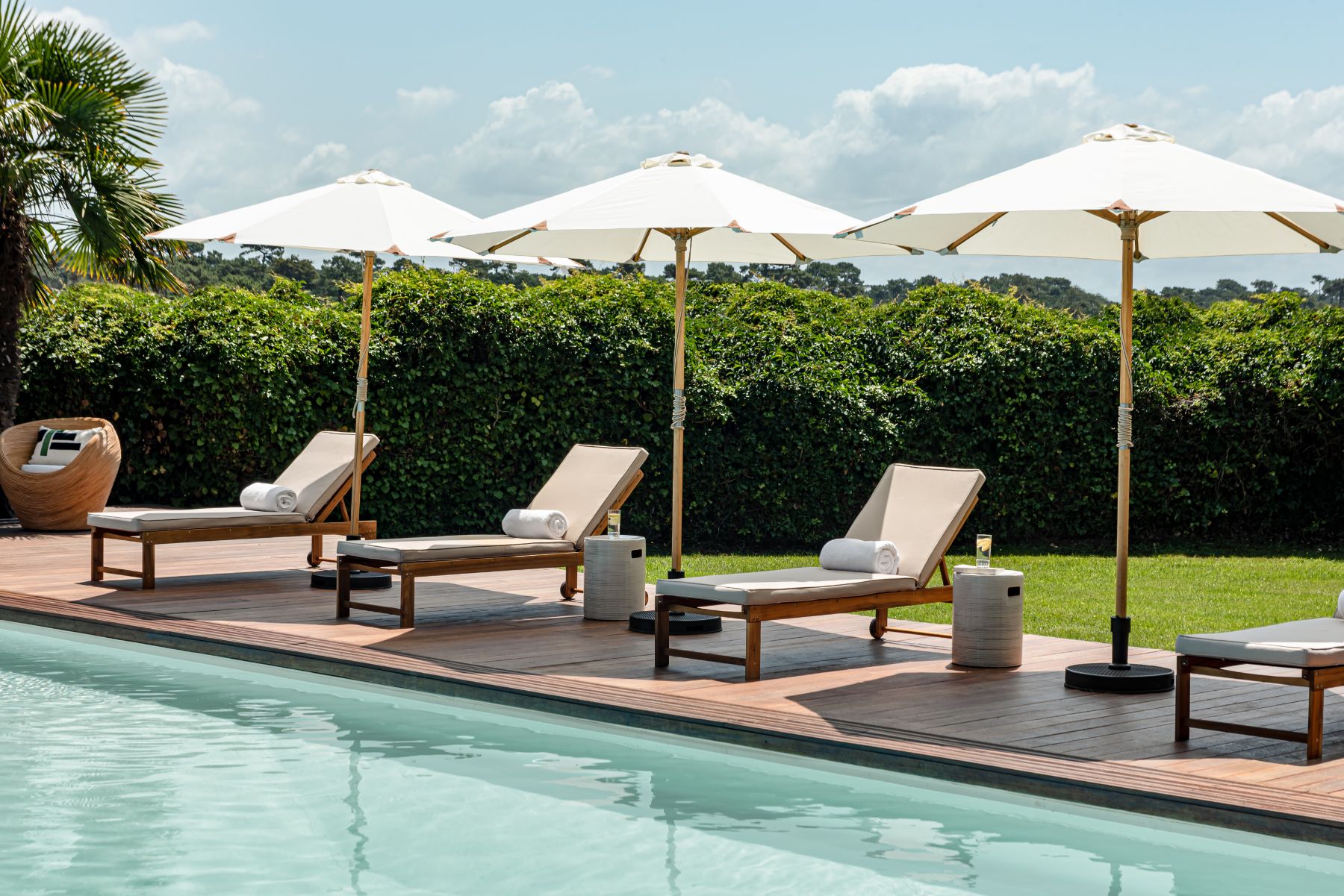 Poolside Sunloungers at Villa du Lac in South West France
