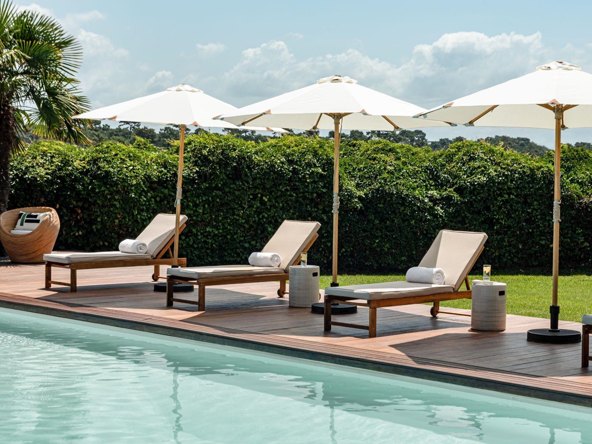 Poolside Sunloungers at Villa du Lac in South West France