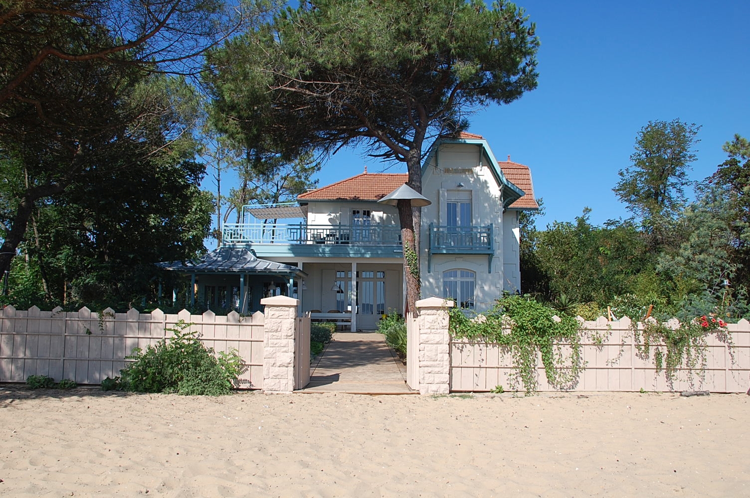 Facade of Villa Isabelle, South West France, seen from the beach
