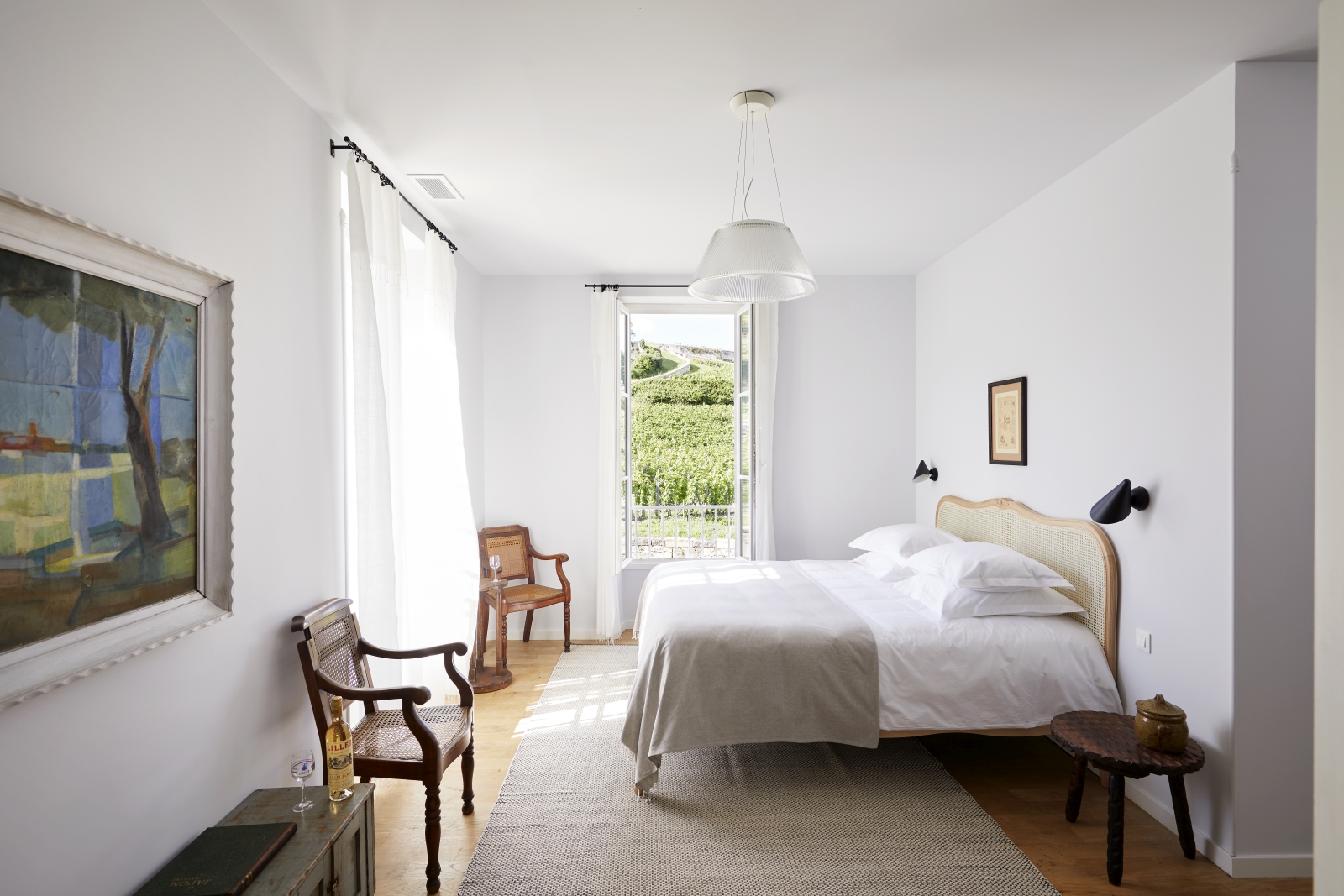 double bedroom with minimalist decor at pomiera, france