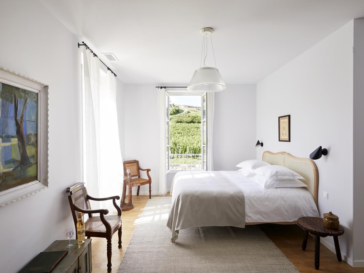 double bedroom with minimalist decor at pomiera, france