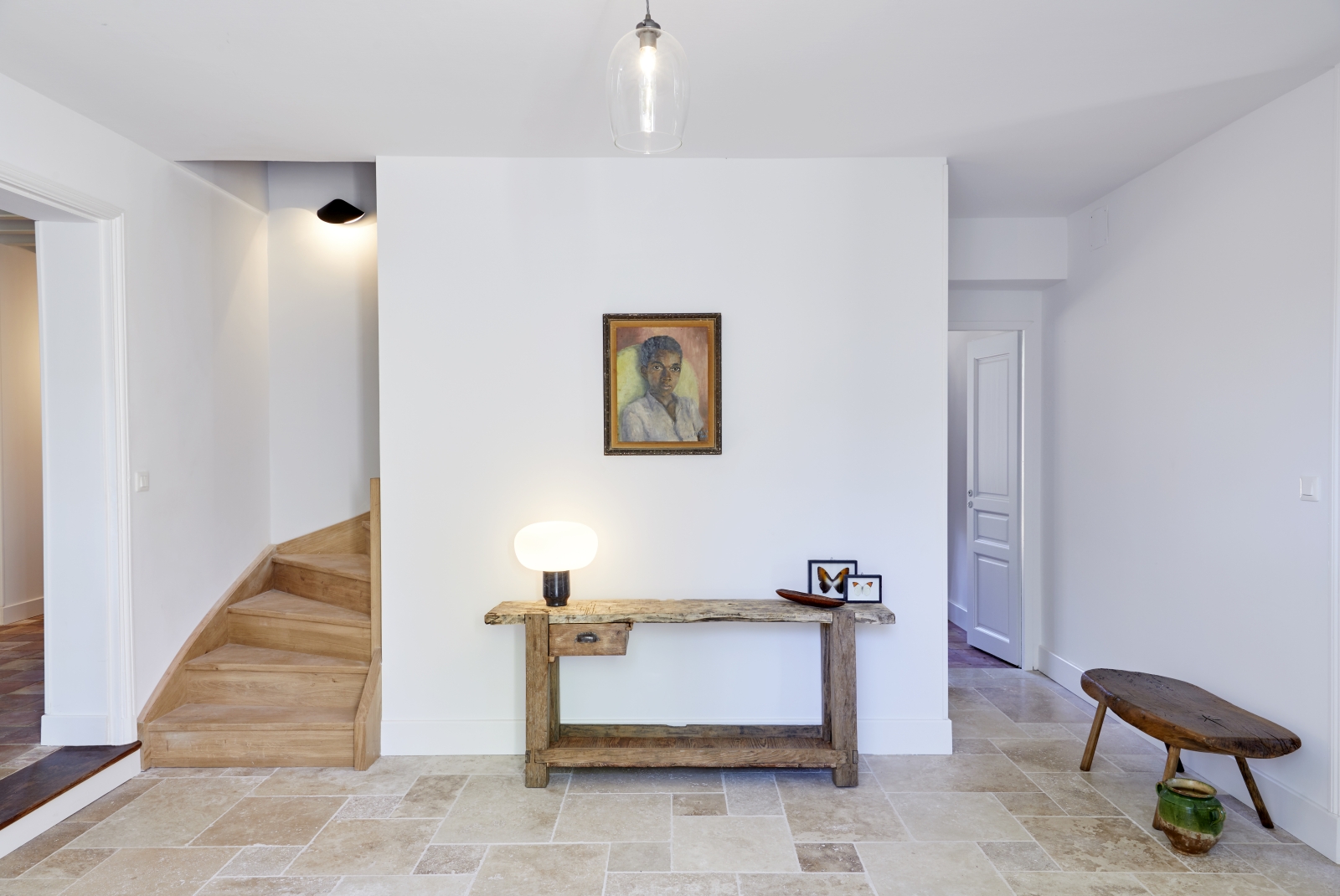 hallway with rustic table at pomiera, france