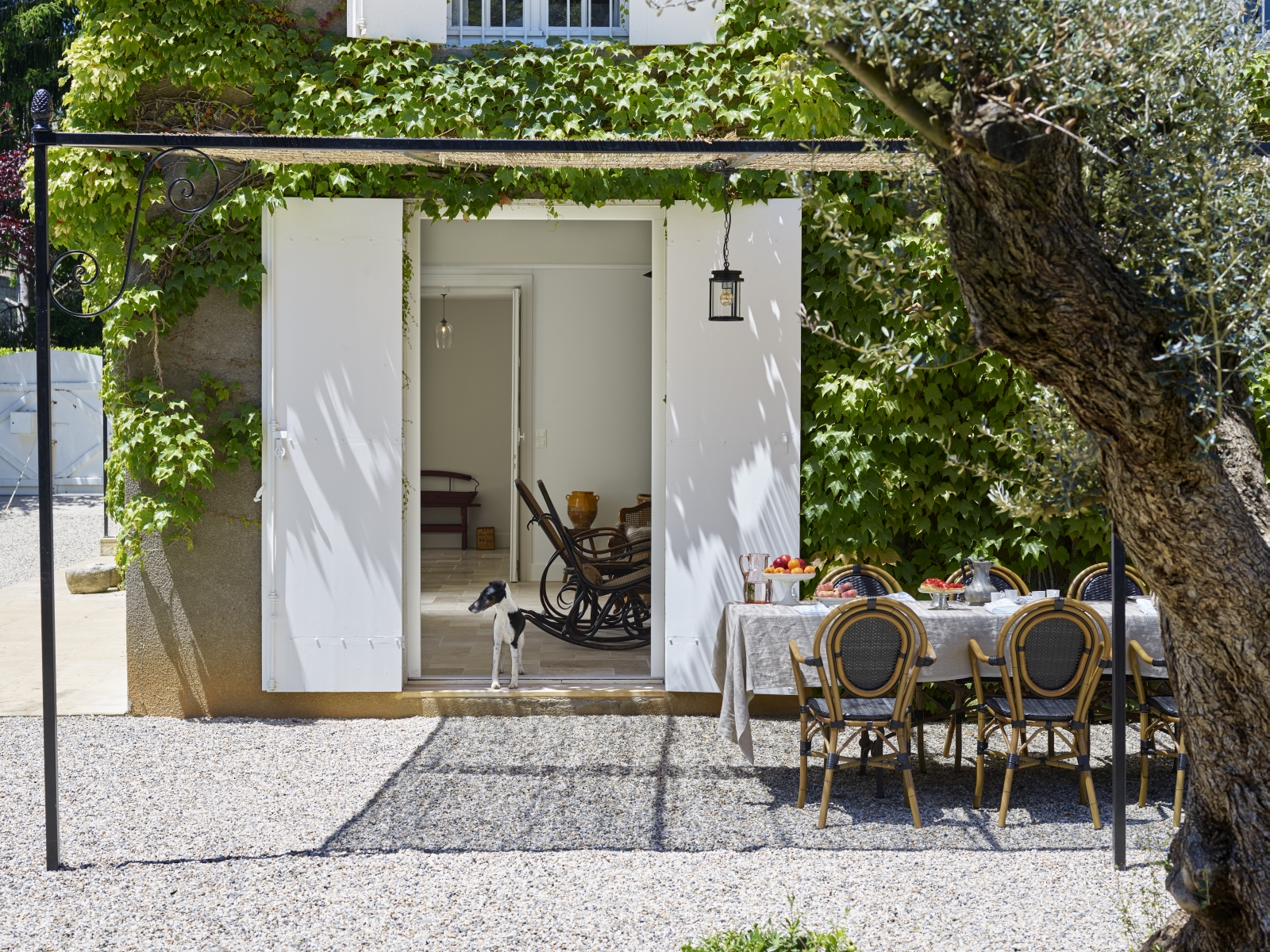 outdoor terrace with pergola at pomiera, france