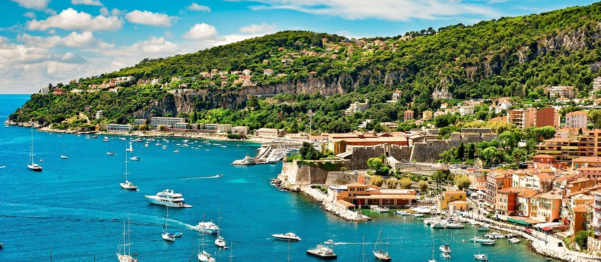 Coastline of Villefranche in Nice, France