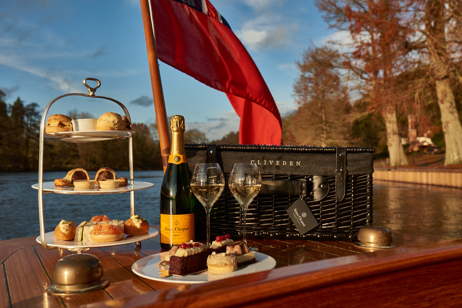 Champagne picnic at Cliveden House in Berkshire UK