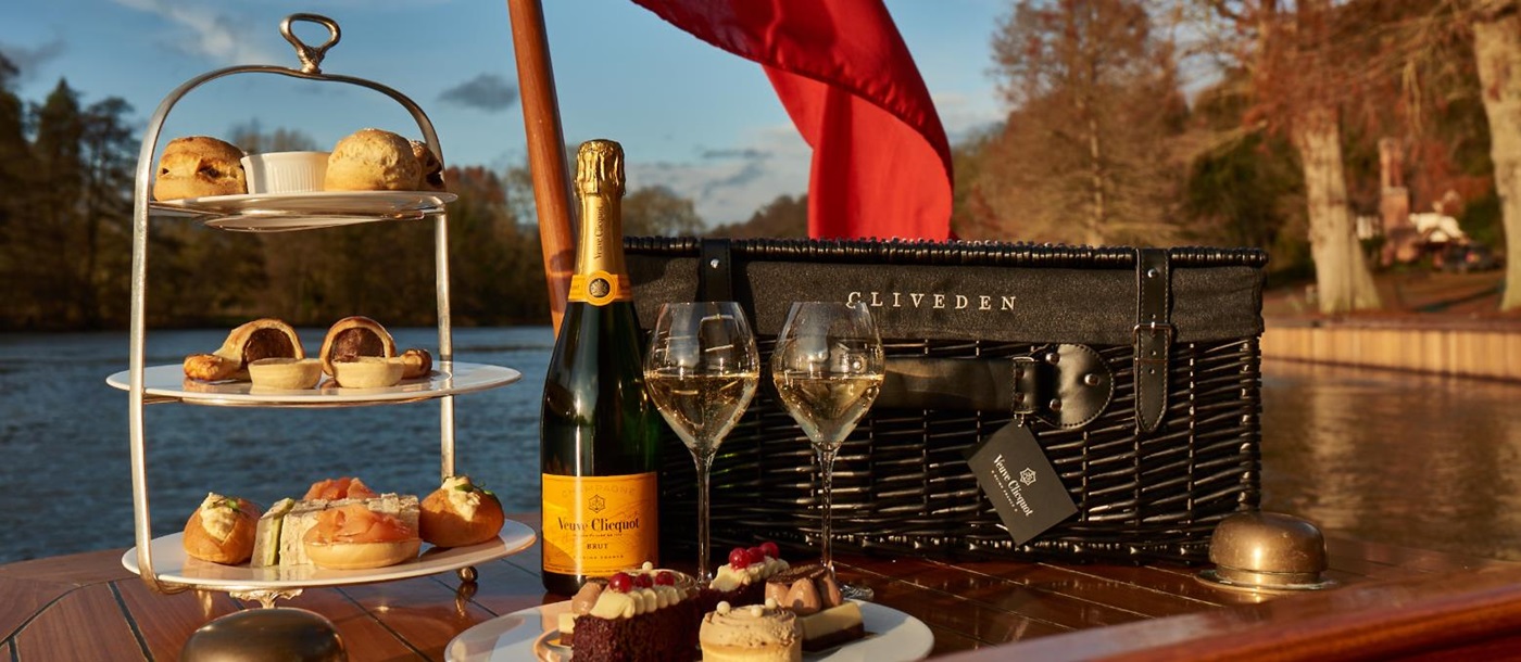 Champagne picnic at Cliveden House in Berkshire UK