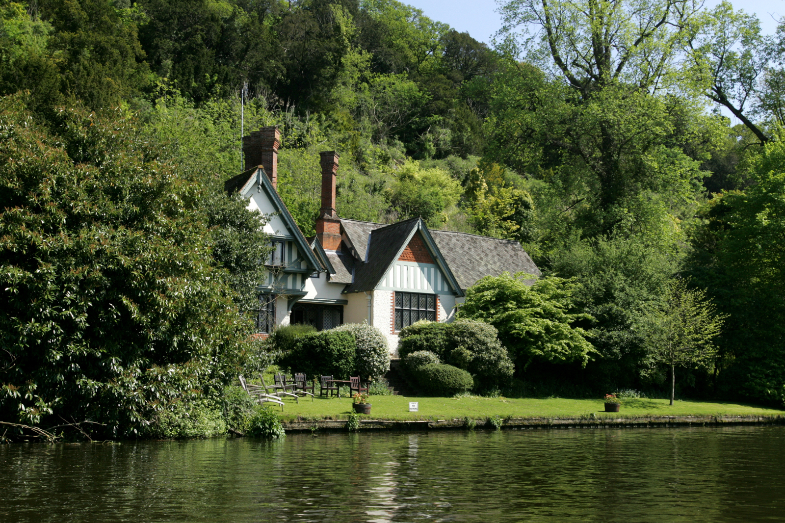 Spring Cottage overlooking the Thames at Cliveden House in Berkshire UK