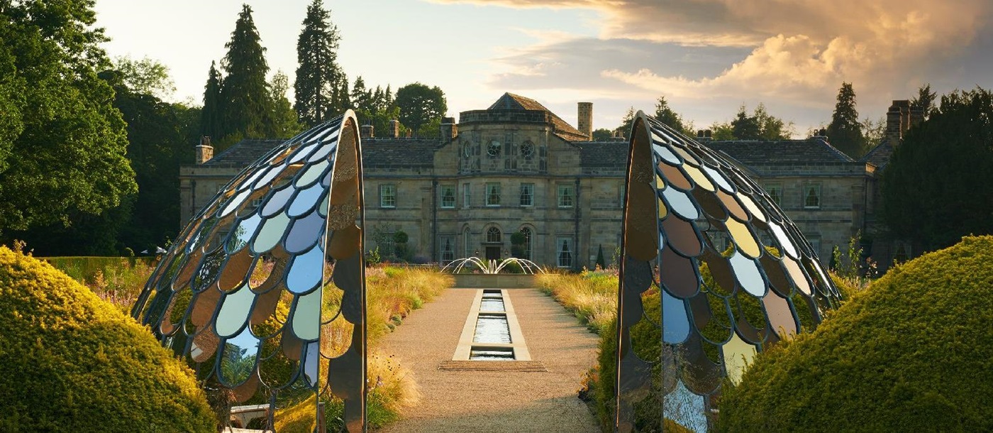 Artwork in the gardens of the Grantley Hall estate and hotel in Yorkshire UK