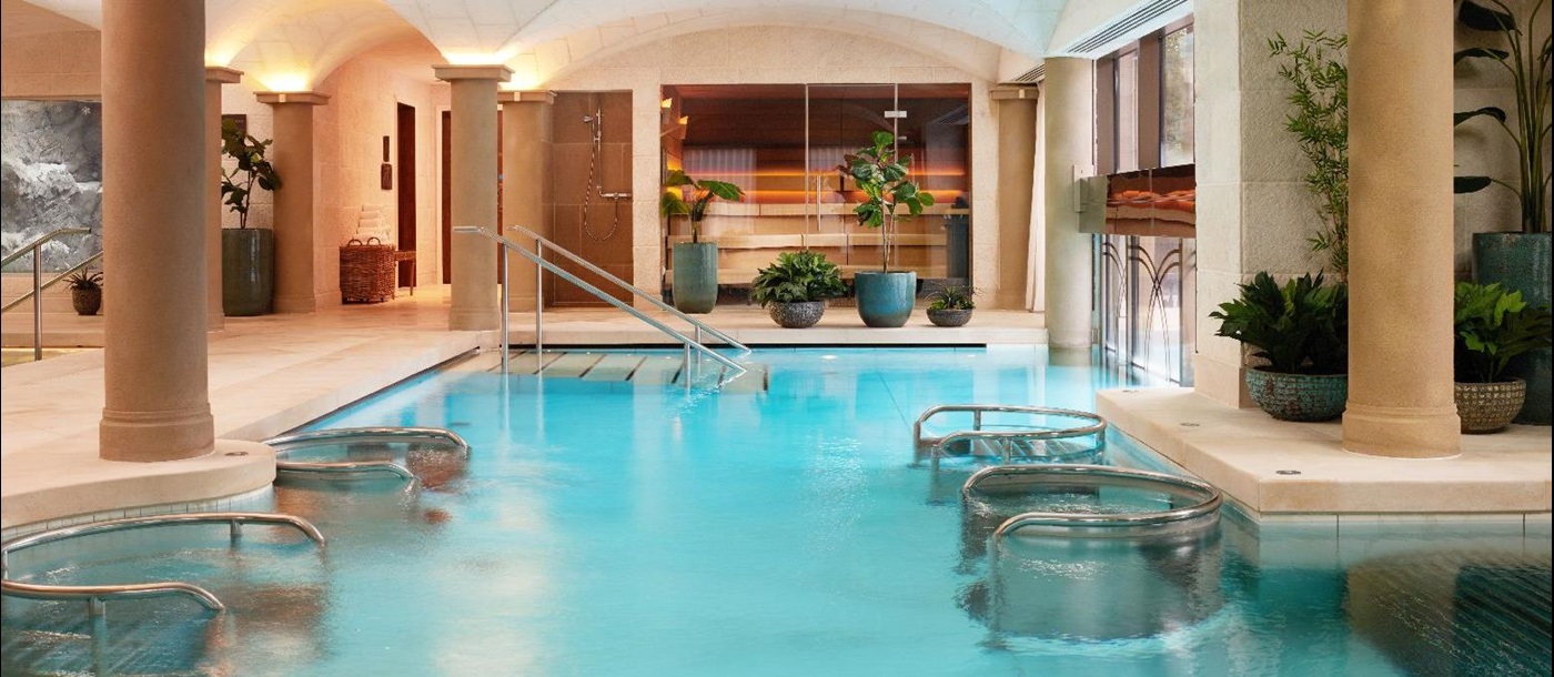 Hydrotherapy pool in the spa at Grantley Hall hotel in Yorkshire England