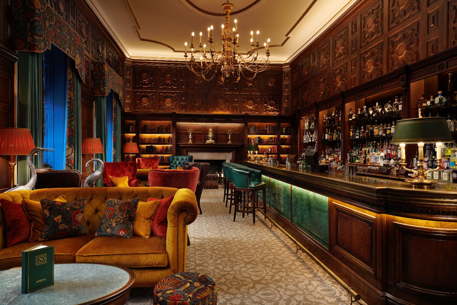 The cosy Norton Bar at Grantley Hall hotel in Yorkshire England