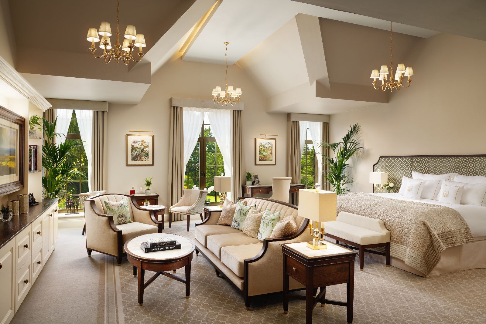 A superior suite at Grantley Hall hotel in Yorkshire England