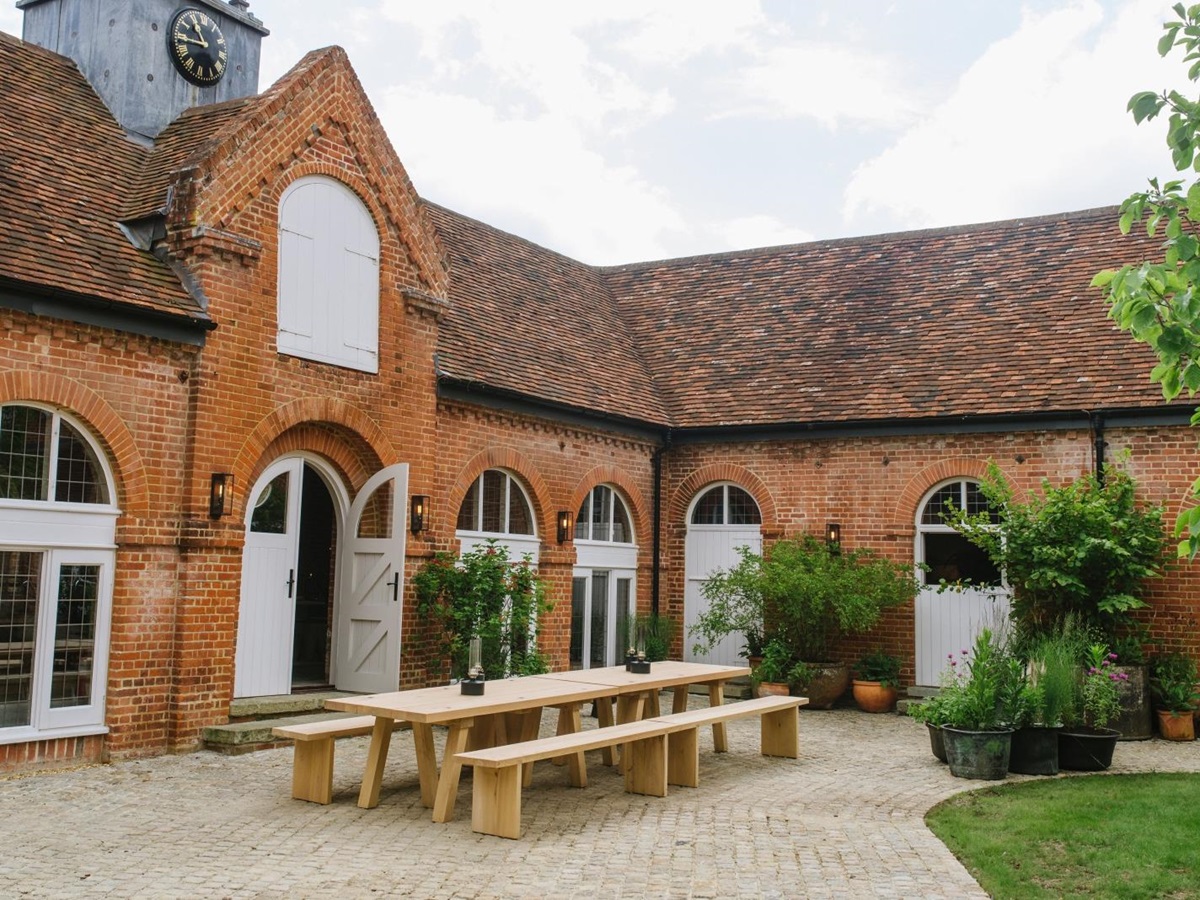 Outdoor dining at Heckfield Place in England