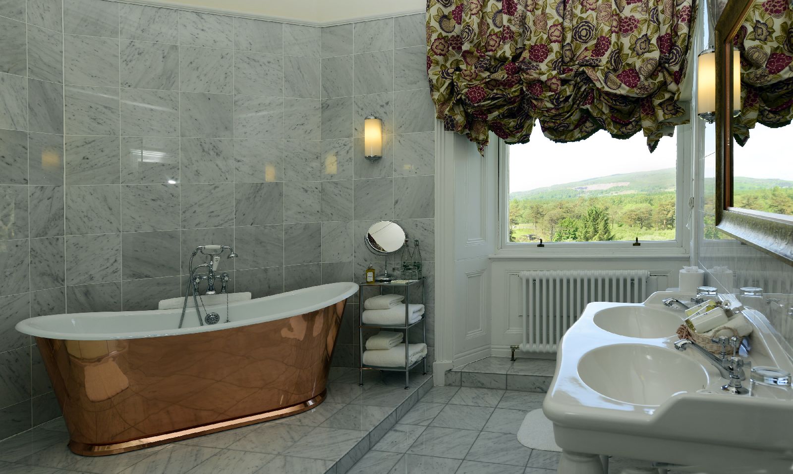 En suite bathroom at the Inverlochy Castle Hotel in Scotland