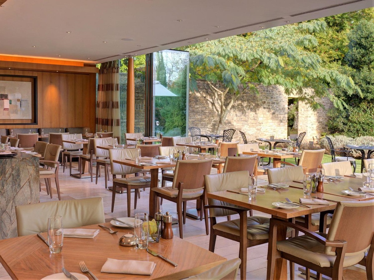 The relaxed Brasserie at Lucknam Park hotel in the Cotswolds England