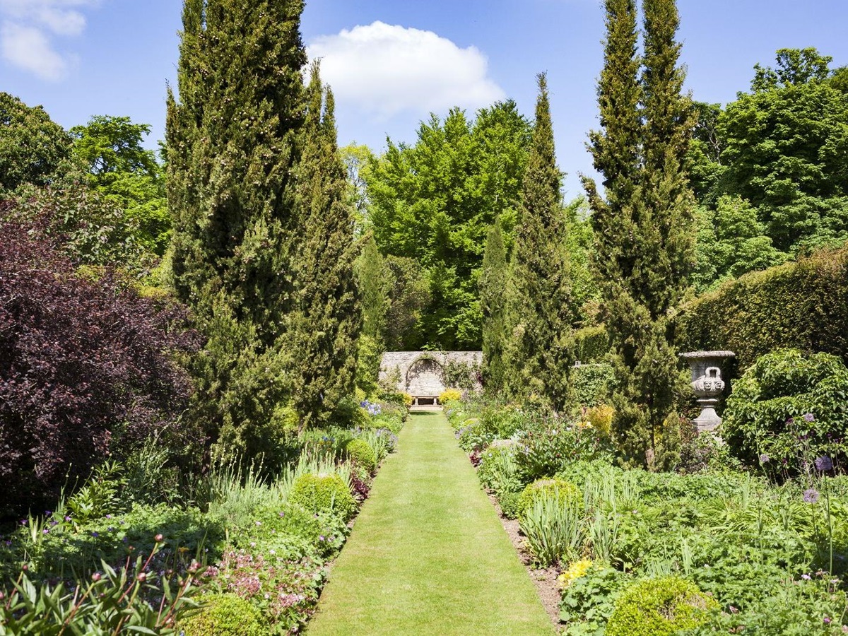 The landscaped gardens at Lucknam Park hotel in the Cotswolds England