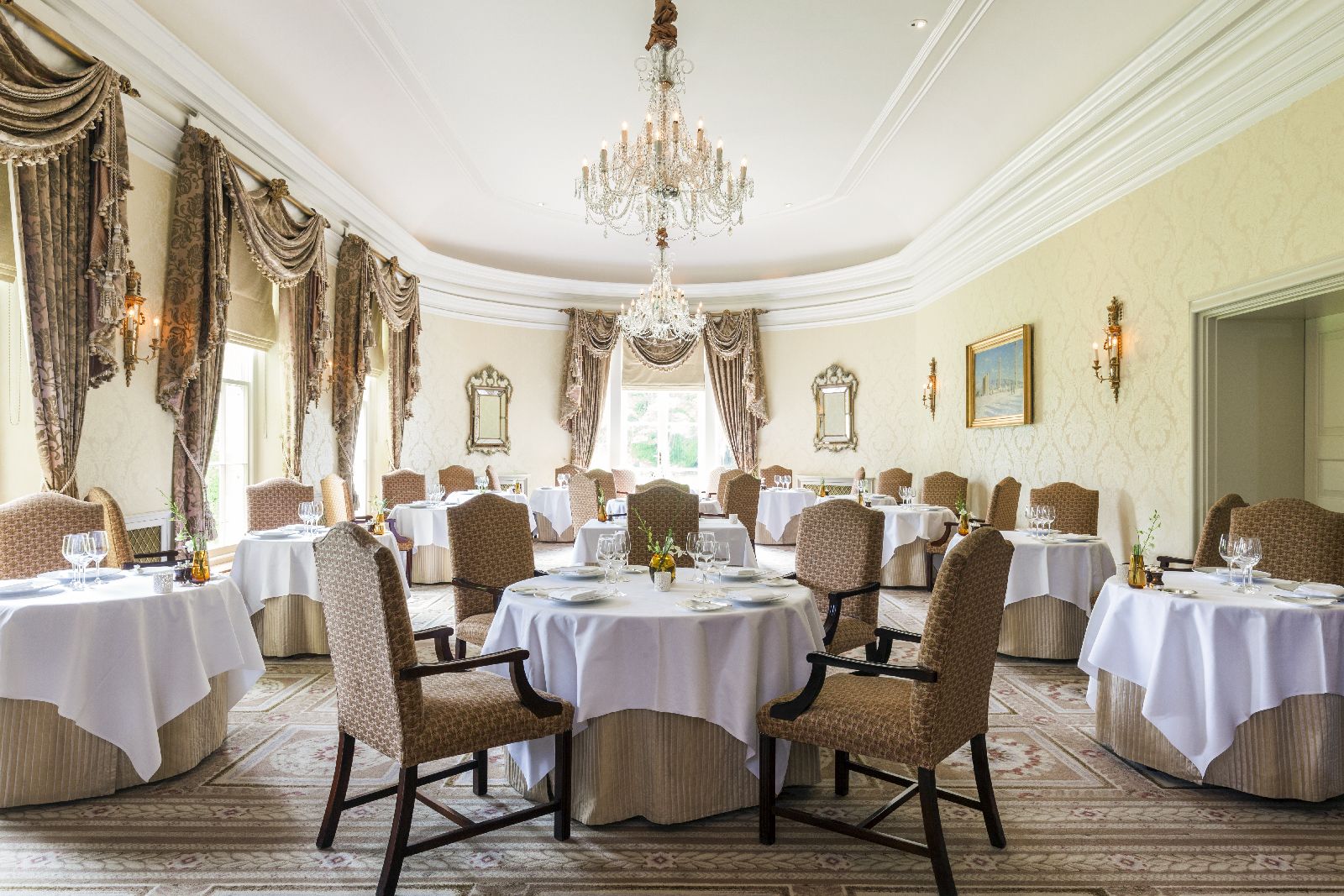 Michelin starred Hywel Jones restaurant at Lucknam Park hotel in the Cotswolds England
