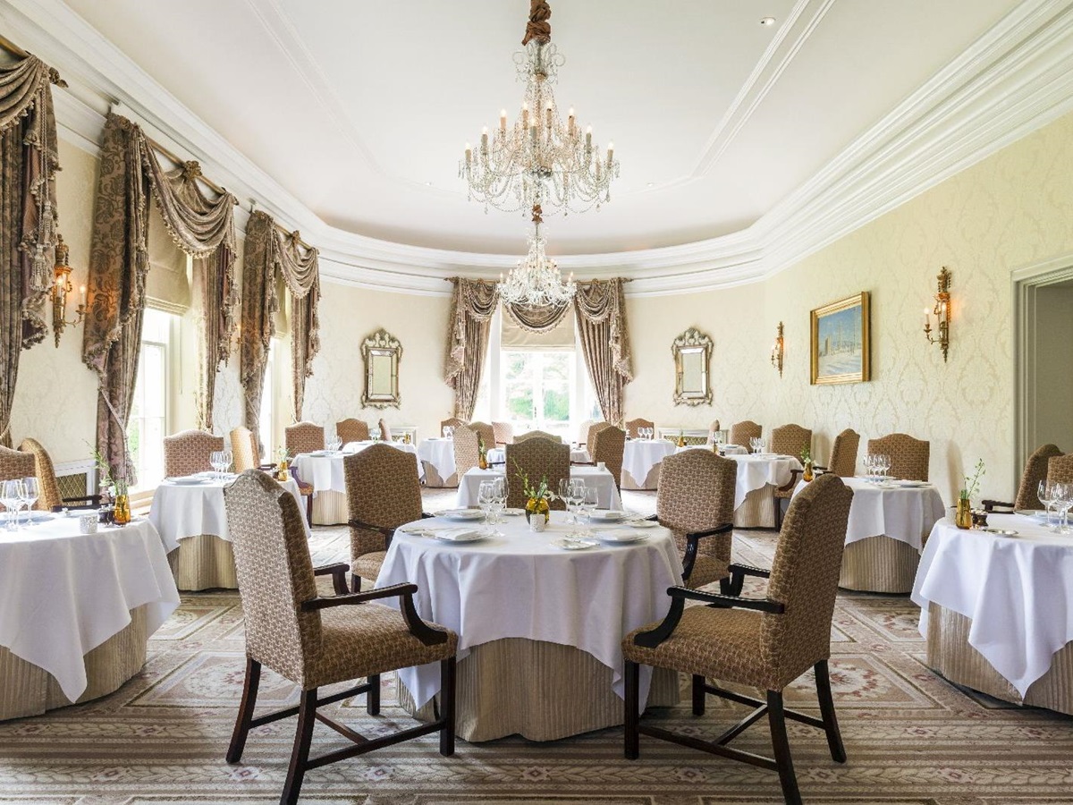 Michelin starred Hywel Jones restaurant at Lucknam Park hotel in the Cotswolds England