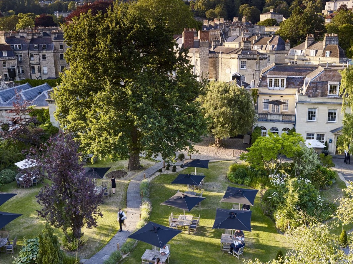 Aerial view of the Royal Crescent Hotel in Bath