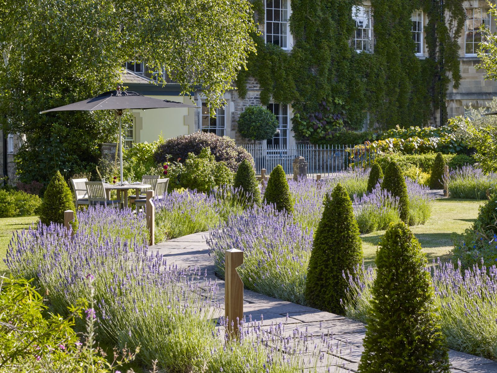 The gardens of the Royal Crescent Hotel in Bath