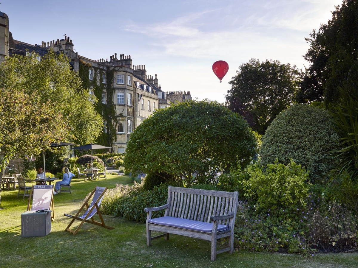 The gardens and grounds of the Royal Crescent Hotel in Bath