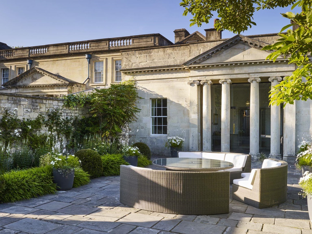 Terrace of the garden villa at the Royal Crescent Hotel in Bath