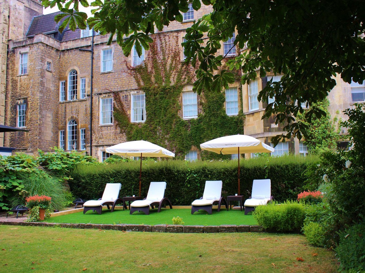 Taittinger sun terrace at the Royal Crescent Hotel in Bath