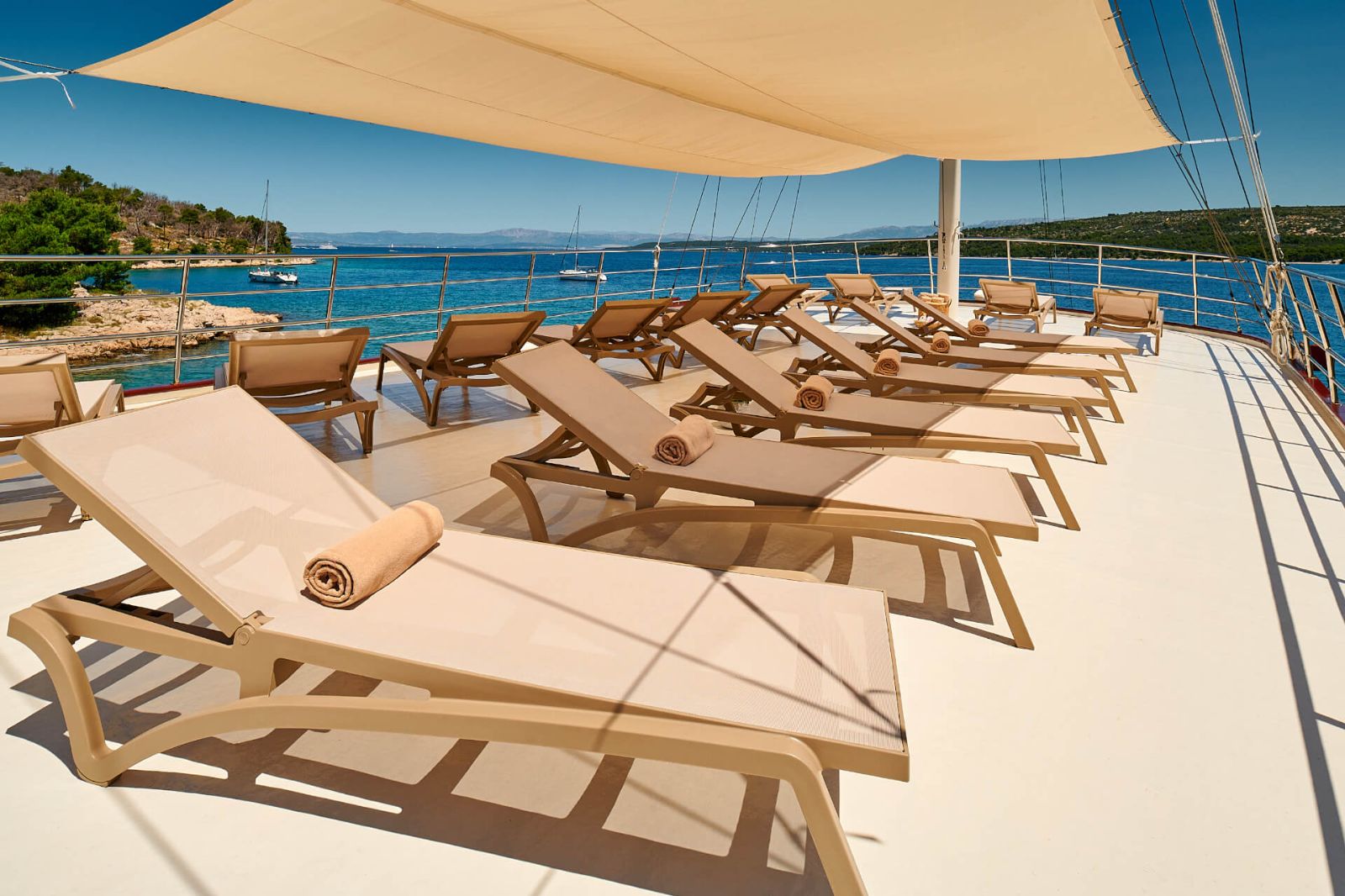 Loungers onboard the Luna gulet in Croatia