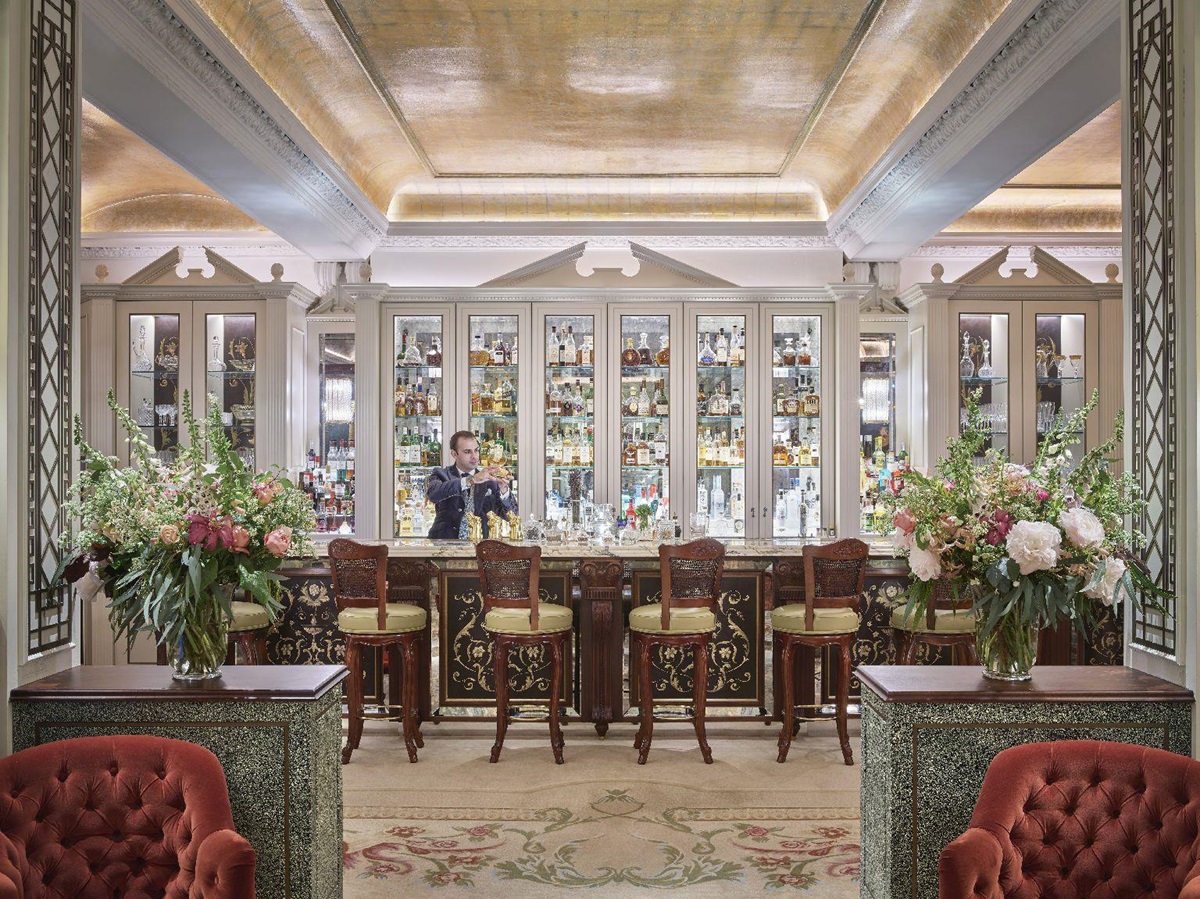 Stylish bar area at The Goring hotel in London England
