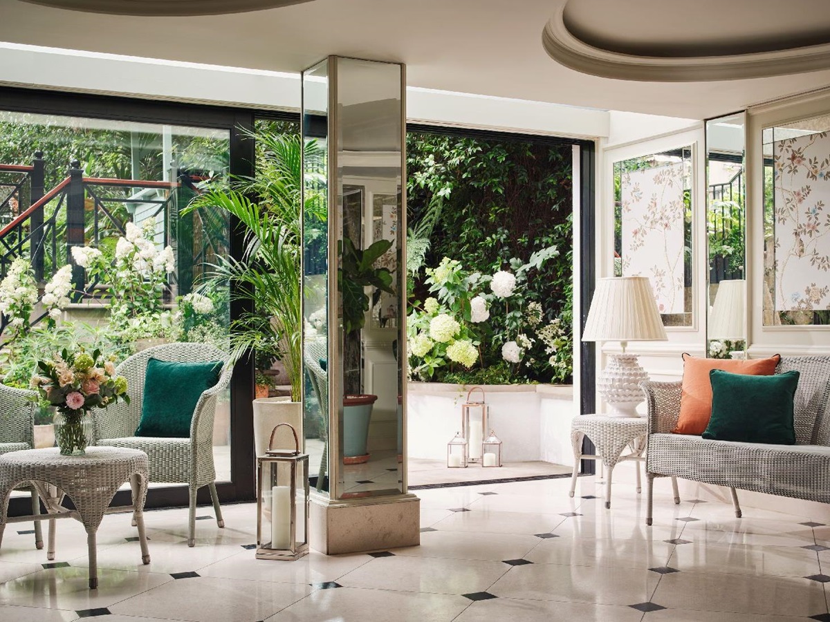 Elegant garden room at The Goring hotel in London England