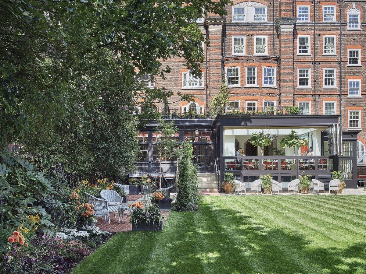 Lawn and gardens at The Goring hotel in London England