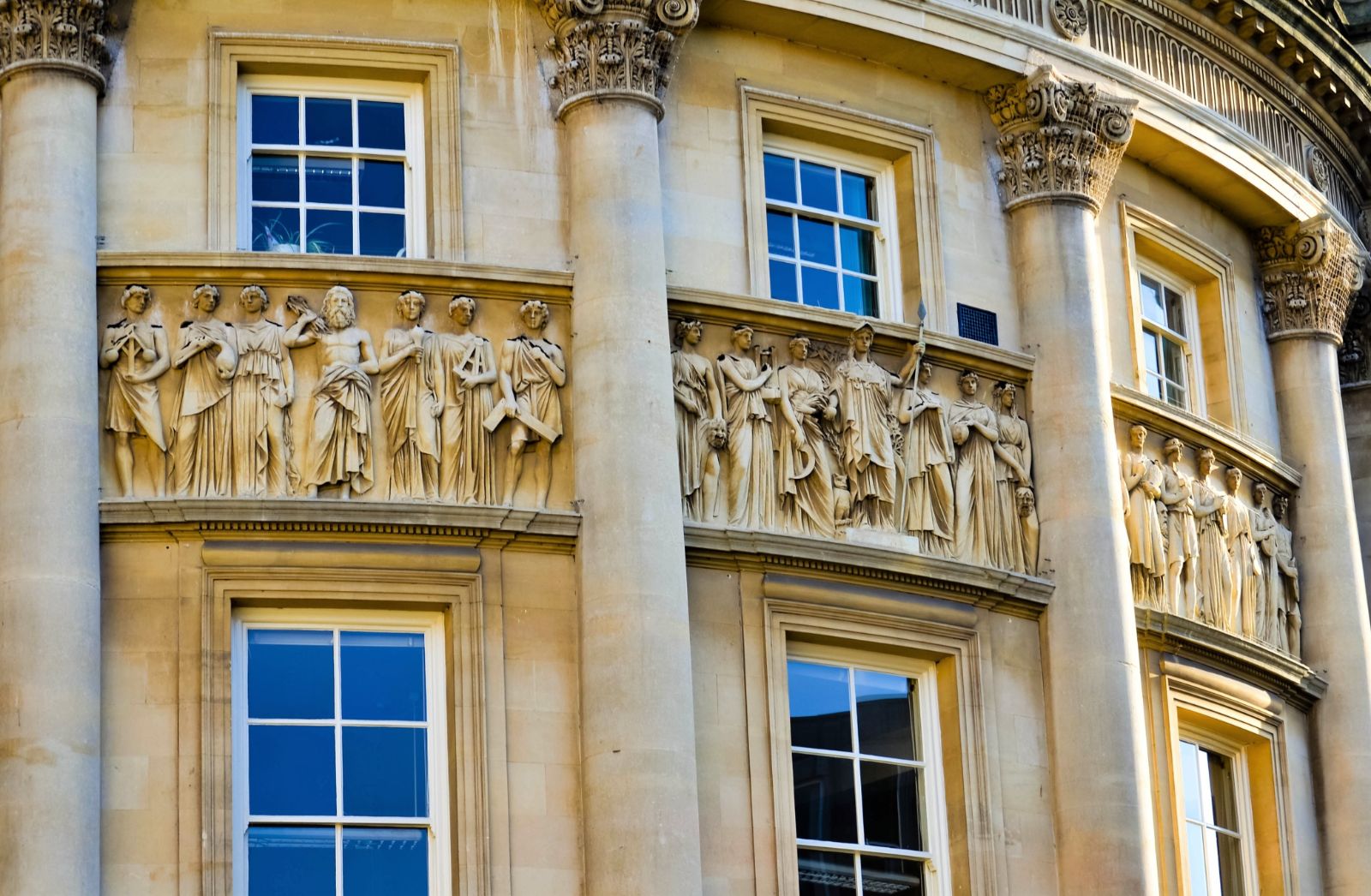 Architectural columns in Bath in the South West of England