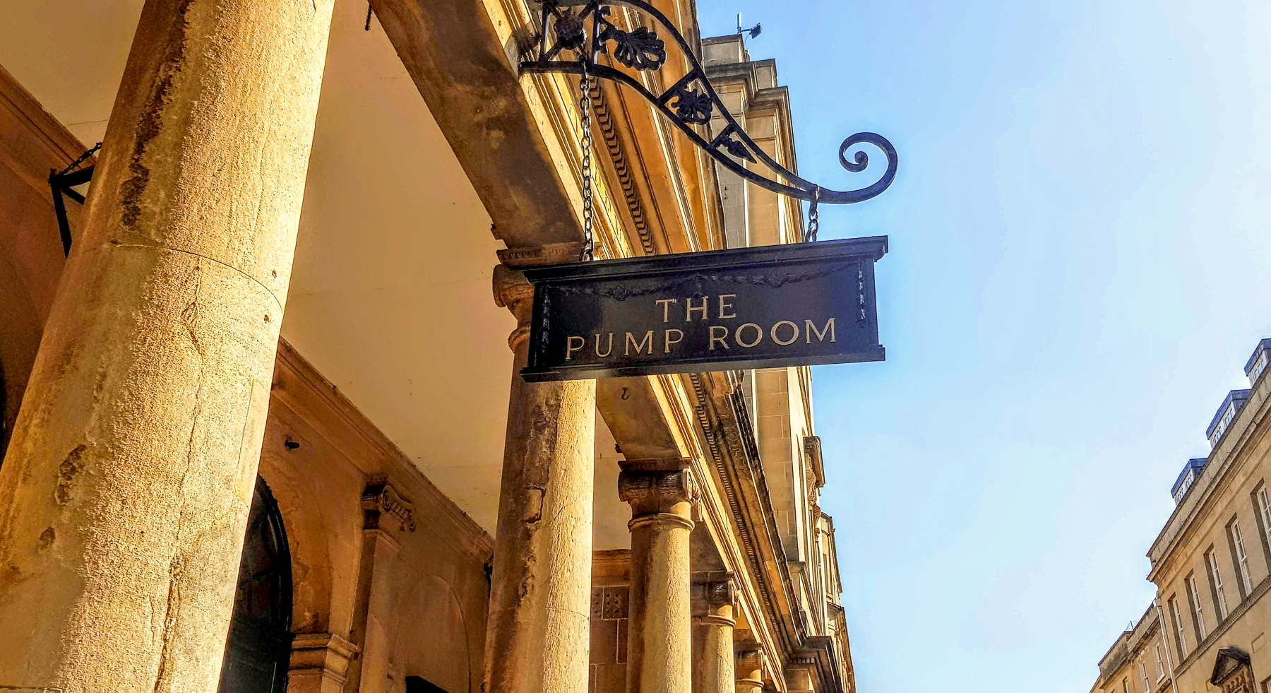 Sign outside of Bath Pump Room in the Cotswolds