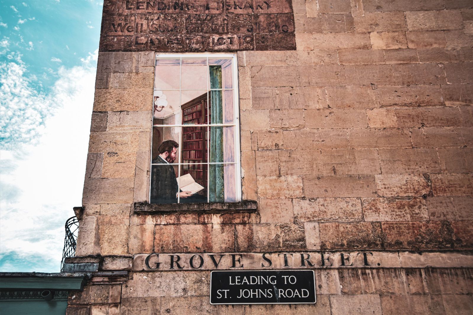 Window painting in the city of Bath in the South West of England