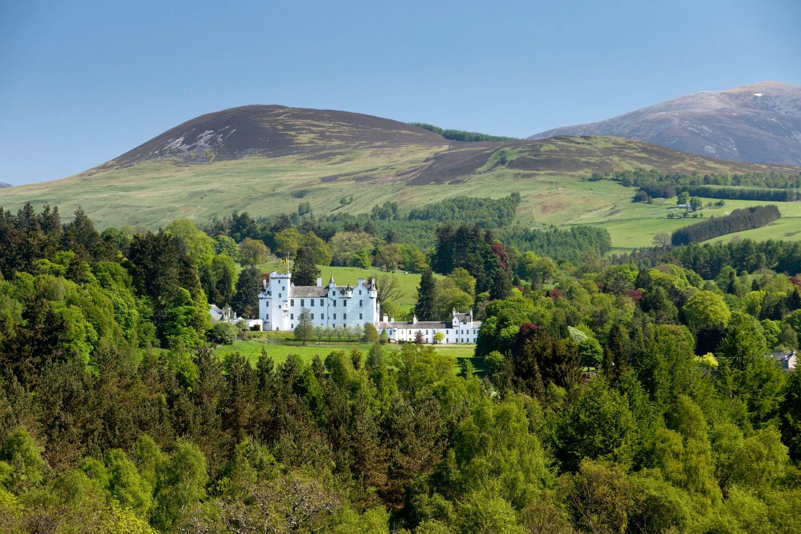 Blair Castle exterior and landscape in Scotland