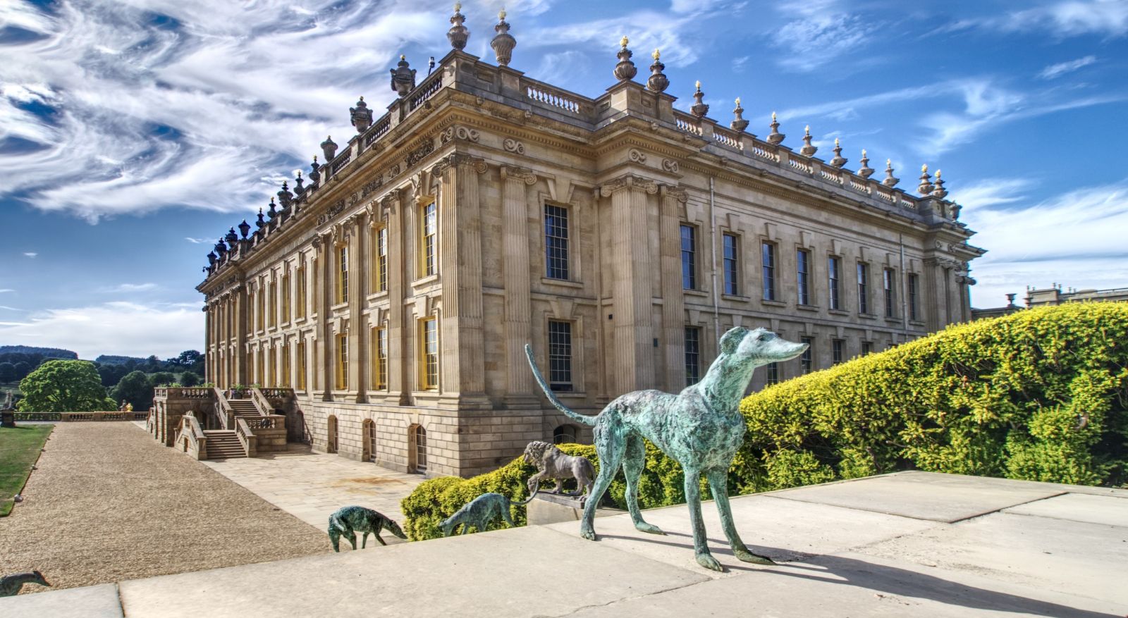 Sculptures on the grounds of Chatsworth House in Derbyshire