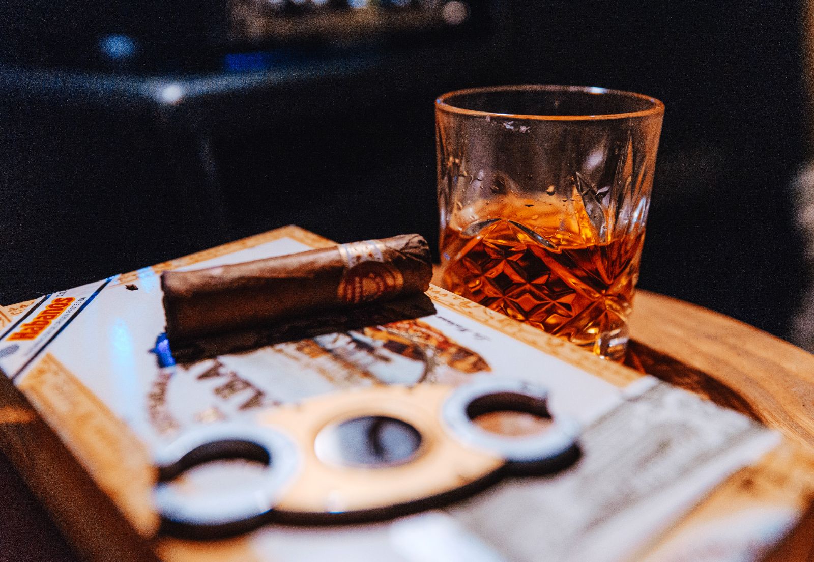 A cigar and whisky