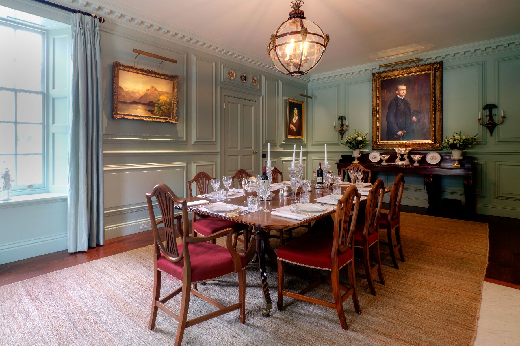 Dining room at Cirencester Park in the Cotswolds, United Kingdom
