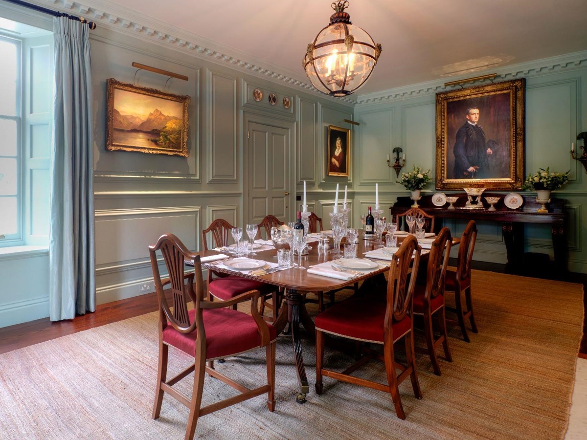 Dining room at Cirencester Park in the Cotswolds, United Kingdom